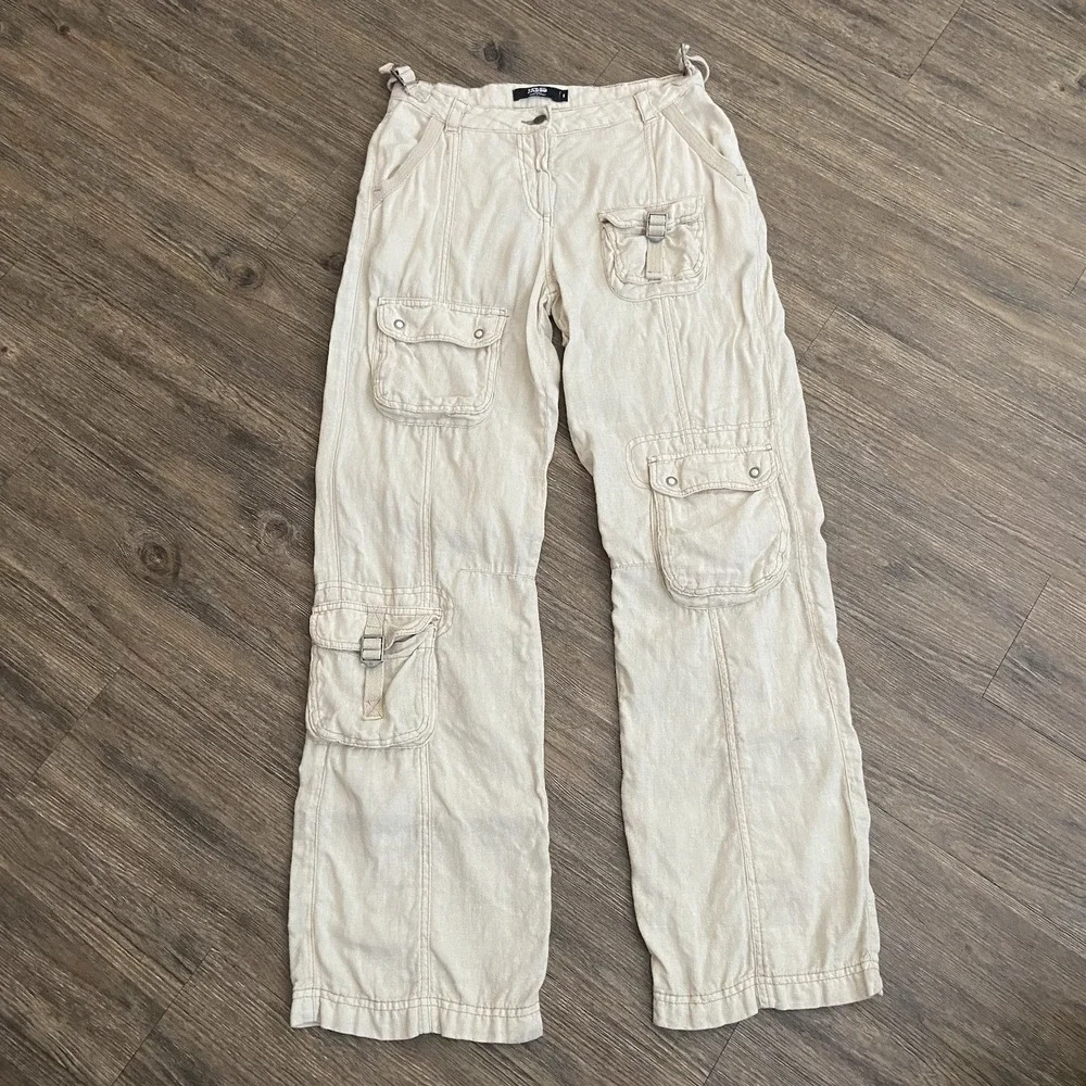 Jaded‎ London Santal Linen Cream Cargo Trousers Pants Size Small S
